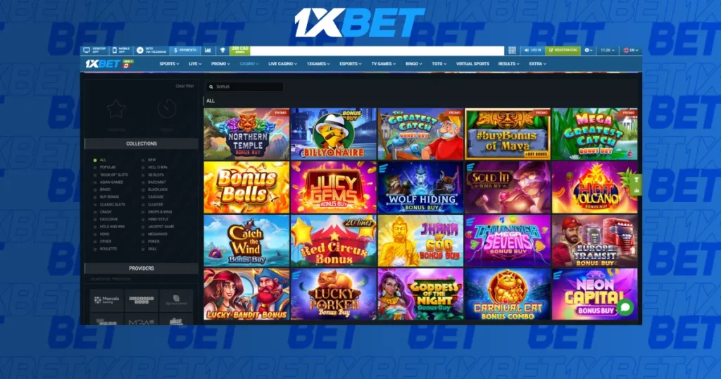 Veriety of games in Online Casino at 1xBet Korea